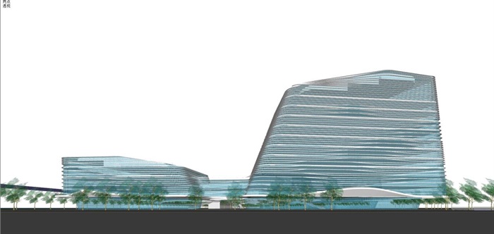现代线型梅山岛水上游客服务办公中心建筑方案SU模型(16)