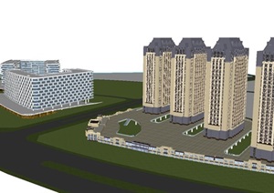 现代线型商业 酒店 高层项目建筑方案SU(草图大师)模型