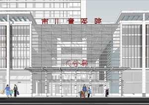 现代市儿童医院建筑方案SU(草图大师)模型