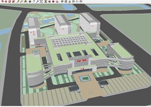 现代新良渚医院整体迁建项目建筑方案SU(草图大师)模型