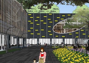 永明大厦(运维国际) 综合办公楼建筑与景观方案SU(草图大师)模型