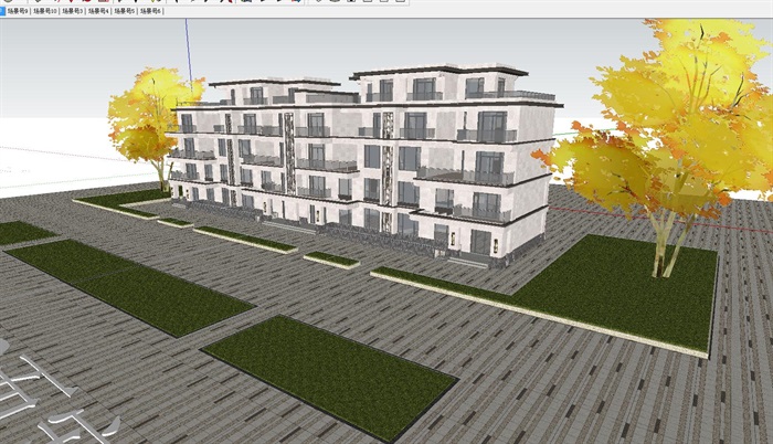 扬州江都中海金玺洋房叠墅建筑方案SU模型（附总平面CAD）(1)