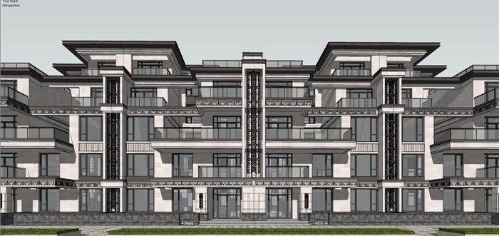 扬州江都中海金玺洋房叠墅建筑方案SU模型（附总平面CAD）(5)