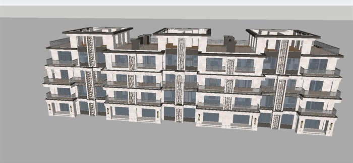扬州江都中海金玺洋房叠墅建筑方案SU模型（附总平面CAD）(7)