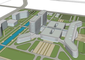 扬州江都综合医院建筑概念方案SU(草图大师)模型