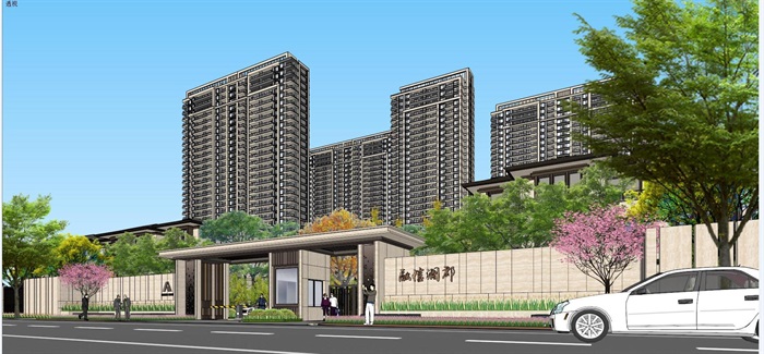 杭州良渚融信·澜天高层+别墅豪宅项目建筑与景观方案SU模型(8)