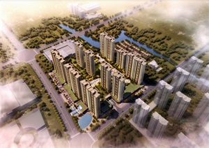 杭州北辰奥园新亚洲风格售楼处 高层 沿街商业建筑与景观方案SU(草图大师)模型