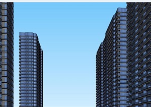杭州融信蓝孔雀现代高层建筑设计方案SU(草图大师)模型