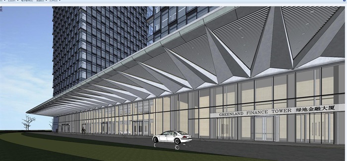 大庆绿地超高层办公楼建筑与大堂装潢方案SU模型(2)