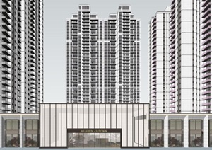 成都华润24城9期现代商业 高层住宅项目建筑方案SU(草图大师)模型