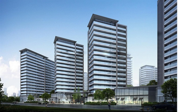 杭州融创大家侯潮府现代高层豪宅项目建筑方案SU模型(4)