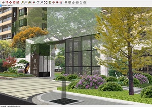苏州海胥澜庭新亚洲风格3个入口大门 高层建筑与景观方案SU(草图大师)模型