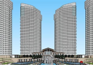 清水湾现代风格海景高层 会所建筑与景观方案SU(草图大师)模型