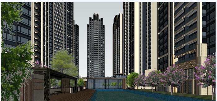 龙华白石龙龙光·玖龙玺Artdeco高层小区建筑规划方案SU模型(3)