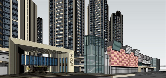 龙华白石龙龙光·玖龙玺Artdeco高层小区建筑规划方案SU模型(8)