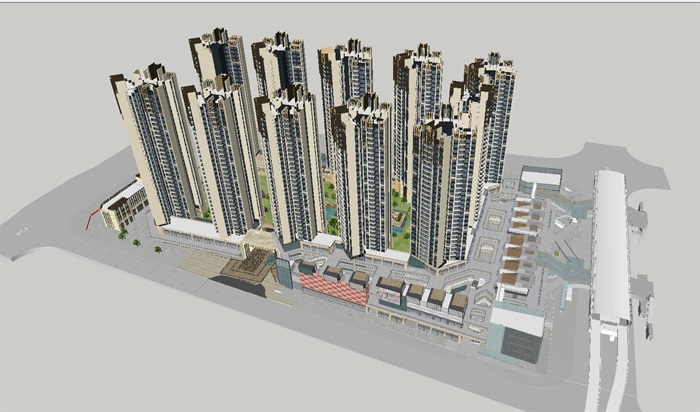 龙华白石龙龙光·玖龙玺Artdeco高层小区建筑规划方案SU模型(14)