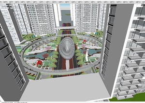 山东济南鲁能张马片区现代高层商贸办公区建筑与景观方案SU(草图大师)模型