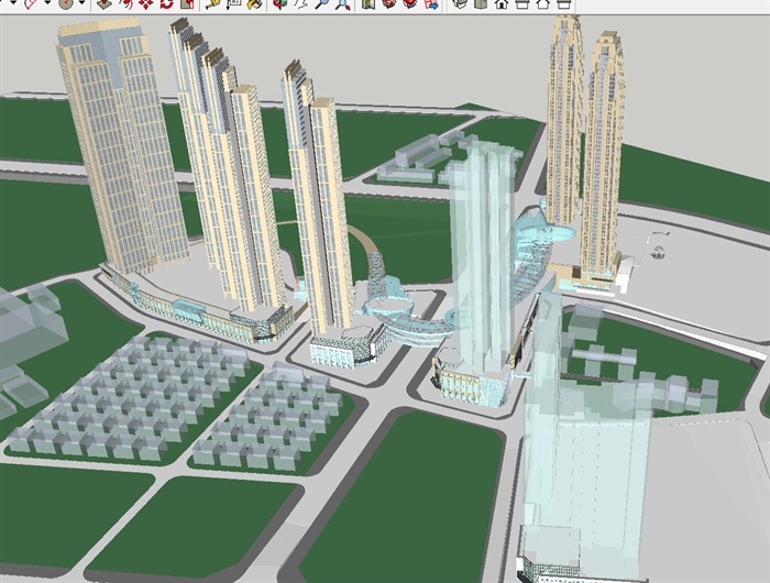 龙华新区现代典雅风格超高层小区建筑设计方案SU模型(11)