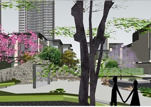 合肥建发央墅新亚洲风格联排 售楼处 高层豪宅项目建筑与景观方案SU(草图大师)模型