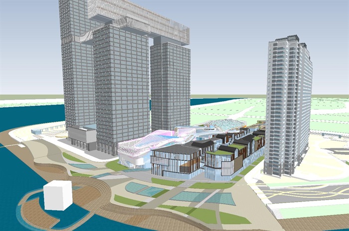 温州阳光现代超高层综合体+商业建筑方案SU模型(9)