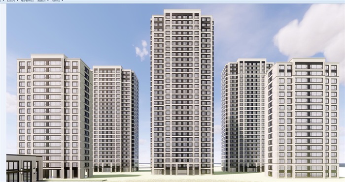 合肥肥西融创·玖樟台现代高层+洋房豪宅建筑方案SU模型(7)