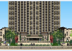 合肥绿地滨水印象新古典风格商业 高层建筑与景观方案SU(草图大师)模型