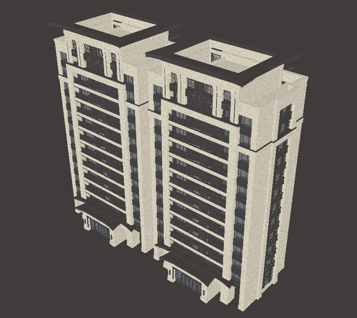 3个建发新中式高层单体建筑方案SU模型(13)