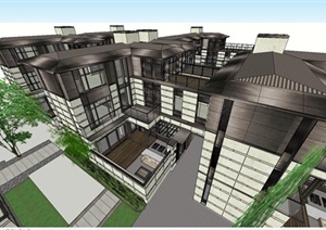 濮阳建业世和府7个新亚洲风格豪宅单体（高层、洋房、别墅合院、幼儿园）建筑与景观SU(草图大师)模型