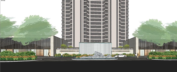 苏州金科仁恒·浅棠平江现代高层＋洋房豪宅项目建筑与景观SU模型(6)