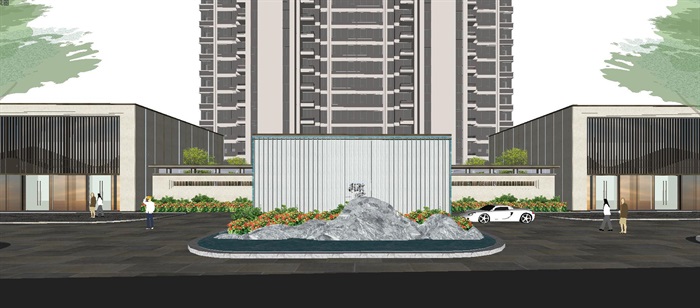 苏州金科仁恒·浅棠平江现代高层＋洋房豪宅项目建筑与景观SU模型(8)