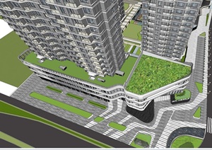 温州大发绿轴都会道1号现代滨江高层loft跃层豪宅 酒店建筑与景观方案SU(草图大师)模型