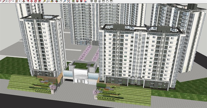 重庆现代典雅照母山龙湖·尘林间高层豪宅项目建筑设计方案SU模型(1)