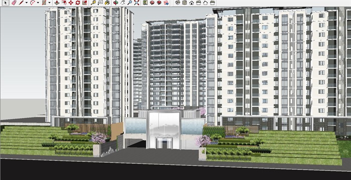 重庆现代典雅照母山龙湖·尘林间高层豪宅项目建筑设计方案SU模型(3)
