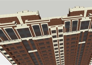3个海尔青岛莱茵公馆项目德式高层单体建筑SU(草图大师)模型