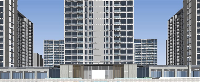 重庆绿城冉家坝蘭园现代高层豪宅项目建筑与景观方案SU模型(1)
