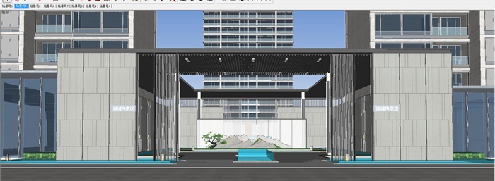 重庆绿城冉家坝蘭园现代高层豪宅项目建筑与景观方案SU模型(5)