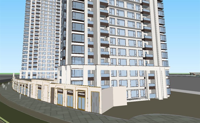 杭州龙湖·春江天越公寓+高层+商业入口建筑方案SU模型(6)