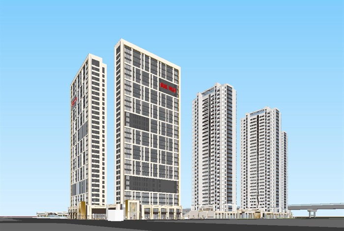 杭州龙湖·春江天越公寓+高层+商业入口建筑方案SU模型(12)