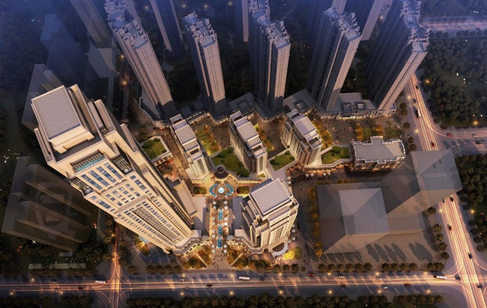 西安世茂文景路·云端大都会新古典风格轻奢豪宅高层项目建筑方案SU模型(5)