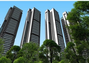 现代高层住宅 酒店公寓项目建筑方案SU(草图大师)模型