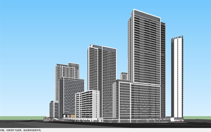 现代风格融创中心·武汉壹号院高层豪宅项目建筑方案SU模型(7)
