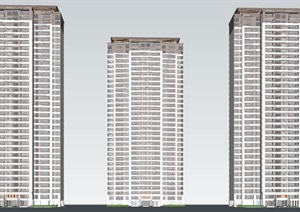 新中式高层建筑单体方案SU(草图大师)模型