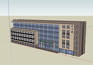 现代多层完整的办公楼建筑设计SU(草图大师)模型