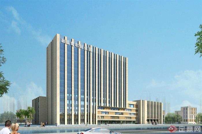 现代风格办公楼建筑设计su模型及效果图