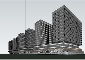 现代风格完整的办公建筑楼设计SU(草图大师)模型