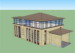 新古典办公楼多层建筑设计SU(草图大师)模型