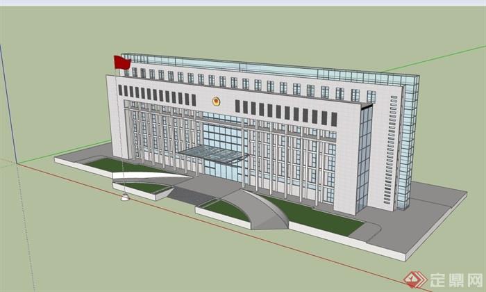 现代风格完整的政府办公楼建筑设计su模型