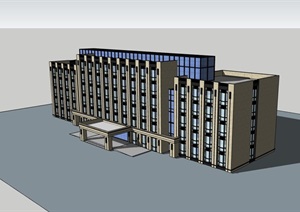 现代风格多层办公总部建筑设计SU(草图大师)模型