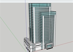 高层办公楼矩形建筑设计SU(草图大师)模型