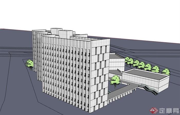 精细模型现代风格政府高层办公写字楼建筑su模型